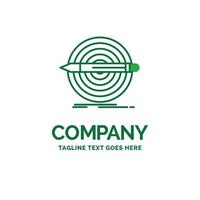 Design. goal. pencil. set. target Flat Business Logo template. Creative Green Brand Name Design. vector
