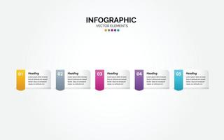 Horizontal Infographic design template. Creative concept with 5 steps. Can be used for workflow layout. diagram. banner. webdesign. Vector illustration