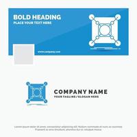 Blue Business Logo Template for Base. center. connection. data. hub. Facebook Timeline Banner Design. vector web banner background illustration