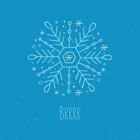 A hand-drawn snowflake. Vector illustration in doodle style. Winter mood. Hello 2023. Merry Christmas and Happy New Year. Light blue element on a blue background.