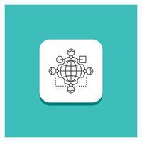 Round Button for Function. instruction. logic. operation. meeting Line icon Turquoise Background vector