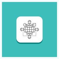 Round Button for Function. instruction. logic. operation. meeting Line icon Turquoise Background vector