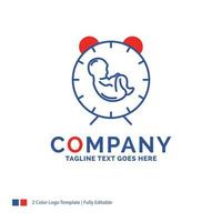 Company Name Logo Design For delivery. time. baby. birth. child. Blue and red Brand Name Design with place for Tagline. Abstract Creative Logo template for Small and Large Business. vector