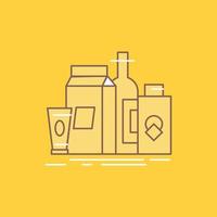 packaging. Branding. marketing. product. bottle Flat Line Filled Icon. Beautiful Logo button over yellow background for UI and UX. website or mobile application vector