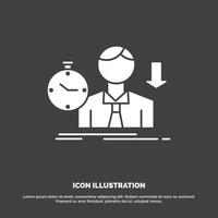 failure. fail. sad. depression. time Icon. glyph vector symbol for UI and UX. website or mobile application