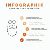 moustache. Hipster. movember. beared. men Infographics Template for Website and Presentation. Line Gray icon with Orange infographic style vector illustration