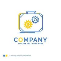 Briefcase. case. production. progress. work Blue Yellow Business Logo template. Creative Design Template Place for Tagline. vector