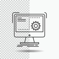 Command. computer. function. process. progress Line Icon on Transparent Background. Black Icon Vector Illustration