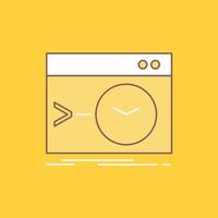 Admin. command. root. software. terminal Flat Line Filled Icon. Beautiful Logo button over yellow background for UI and UX. website or mobile application vector