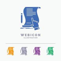 contract. document. paper. sign. agreement. application 5 Color Glyph Web Icon Template isolated on white. Vector illustration