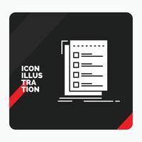 Red and Black Creative presentation Background for Check. checklist. list. task. to do Glyph Icon vector