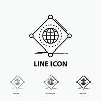 IOT. internet. things. of. global Icon in Thin. Regular and Bold Line Style. Vector illustration