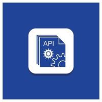 Blue Round Button for Api. app. coding. developer. software Glyph icon vector