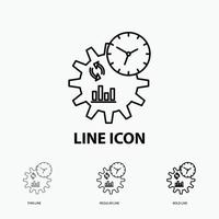 Business. engineering. management. process Icon in Thin. Regular and Bold Line Style. Vector illustration