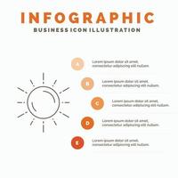 sol. espacio. planeta. astronomía. plantilla de infografía meteorológica para sitio web y presentación. icono de línea gris con ilustración de vector de estilo infográfico naranja