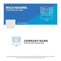 Blue Business Logo Template for Satellite. broadcast. broadcasting. communication. telecommunication. Facebook Timeline Banner Design. vector web banner background illustration