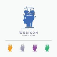 Data. extraction. head. knowledge. sharing 5 Color Glyph Web Icon Template isolated on white. Vector illustration