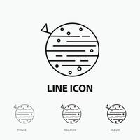 moon. planet. space. squarico. earth Icon in Thin. Regular and Bold Line Style. Vector illustration