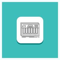 Round Button for Controller. keyboard. keys. midi. sound Line icon Turquoise Background vector