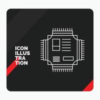 Red and Black Creative presentation Background for Chip. cpu. microchip. processor. technology Line Icon vector