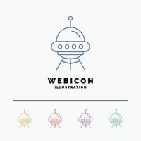 space ship. space. ship. rocket. alien 5 Color Line Web Icon Template isolated on white. Vector illustration