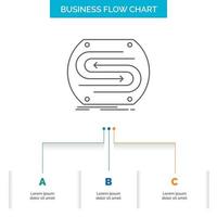 business arrow. concept. convergence. match. pitch Business Flow Chart Design with 3 Steps. Line Icon For Presentation Background Template Place for text vector