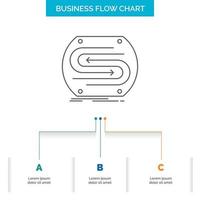 business arrow. concept. convergence. match. pitch Business Flow Chart Design with 3 Steps. Line Icon For Presentation Background Template Place for text vector