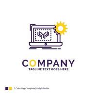 Company Name Logo Design For Blueprint. circuit. electronics. engineering. hardware. Purple and yellow Brand Name Design with place for Tagline. Creative Logo template for Small and Large Business. vector