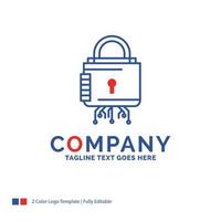 Company Name Logo Design For Security. cyber. lock. protection. secure. Blue and red Brand Name Design with place for Tagline. Abstract Creative Logo template for Small and Large Business. vector