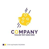 Company Name Logo Design For Asteroid. astronomy. meteor. space. comet. Purple and yellow Brand Name Design with place for Tagline. Creative Logo template for Small and Large Business. vector