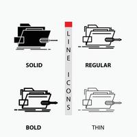 Folder. repair. skrewdriver. tech. technical Icon in Thin. Regular. Bold Line and Glyph Style. Vector illustration