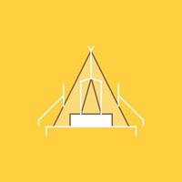 tent. camping. camp. campsite. outdoor Flat Line Filled Icon. Beautiful Logo button over yellow background for UI and UX. website or mobile application vector