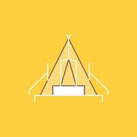 tent. camping. camp. campsite. outdoor Flat Line Filled Icon. Beautiful Logo button over yellow background for UI and UX. website or mobile application vector