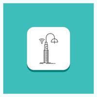 Round Button for lights. street. wifi. smart. technology Line icon Turquoise Background vector