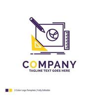 Company Name Logo Design For logo. design. creative. idea. design process. Purple and yellow Brand Name Design with place for Tagline. Creative Logo template for Small and Large Business. vector