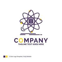 Company Name Logo Design For Analysis. data. information. research. science. Purple and yellow Brand Name Design with place for Tagline. Creative Logo template for Small and Large Business. vector