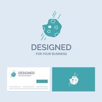 Asteroid. astronomy. meteor. space. comet Business Logo Glyph Icon Symbol for your business. Turquoise Business Cards with Brand logo template. vector