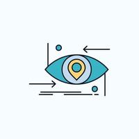 avanzado. futuro. gen. Ciencias. tecnología. icono de ojo plano. signo y símbolos verdes y amarillos para el sitio web y la aplicación móvil. ilustración vectorial vector