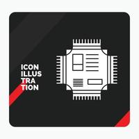 Red and Black Creative presentation Background for Chip. cpu. microchip. processor. technology Glyph Icon vector