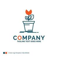 adventure. game. mario. obstacle. plant Logo Design. Blue and Orange Brand Name Design. Place for Tagline. Business Logo template. vector