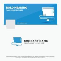 Blue Business Logo Template for audio. card. external. interface. sound. Facebook Timeline Banner Design. vector web banner background illustration