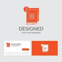 Business logo template for structure. standard. infrastructure. information. alert. Orange Visiting Cards with Brand logo template. vector