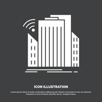 Buildings. city. sensor. smart. urban Icon. glyph vector symbol for UI and UX. website or mobile application