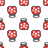 Seamless pattern of Jars with heart. Pattern for Valentines day vector