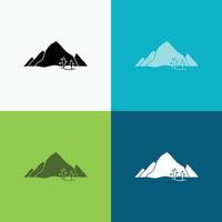 montaña. paisaje. Cerro. naturaleza. icono de árbol sobre varios antecedentes. diseño de estilo de glifo. diseñado para web y aplicación. eps 10 ilustración vectorial vector