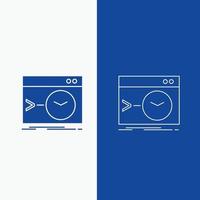 Admin. command. root. software. terminal Line and Glyph web Button in Blue color Vertical Banner for UI and UX. website or mobile application vector