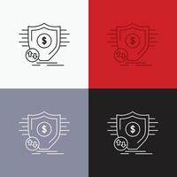 Finance. financial. money. secure. security Icon Over Various Background. Line style design. designed for web and app. Eps 10 vector illustration