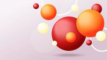 Abstract background with flying spheres. Desktop wallpaper. vector