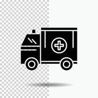 ambulance. truck. medical. help. van Glyph Icon on Transparent Background. Black Icon vector