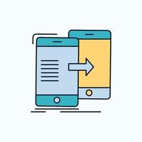 data. Sharing. sync. synchronization. syncing Flat Icon. green and Yellow sign and symbols for website and Mobile appliation. vector illustration